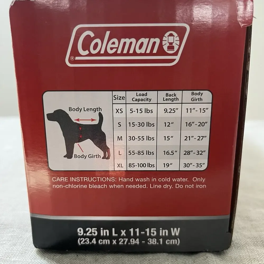 Coleman Dog Life Jacket Vest for‎ Flotation for Pool Boat Beach Lake Orange XS